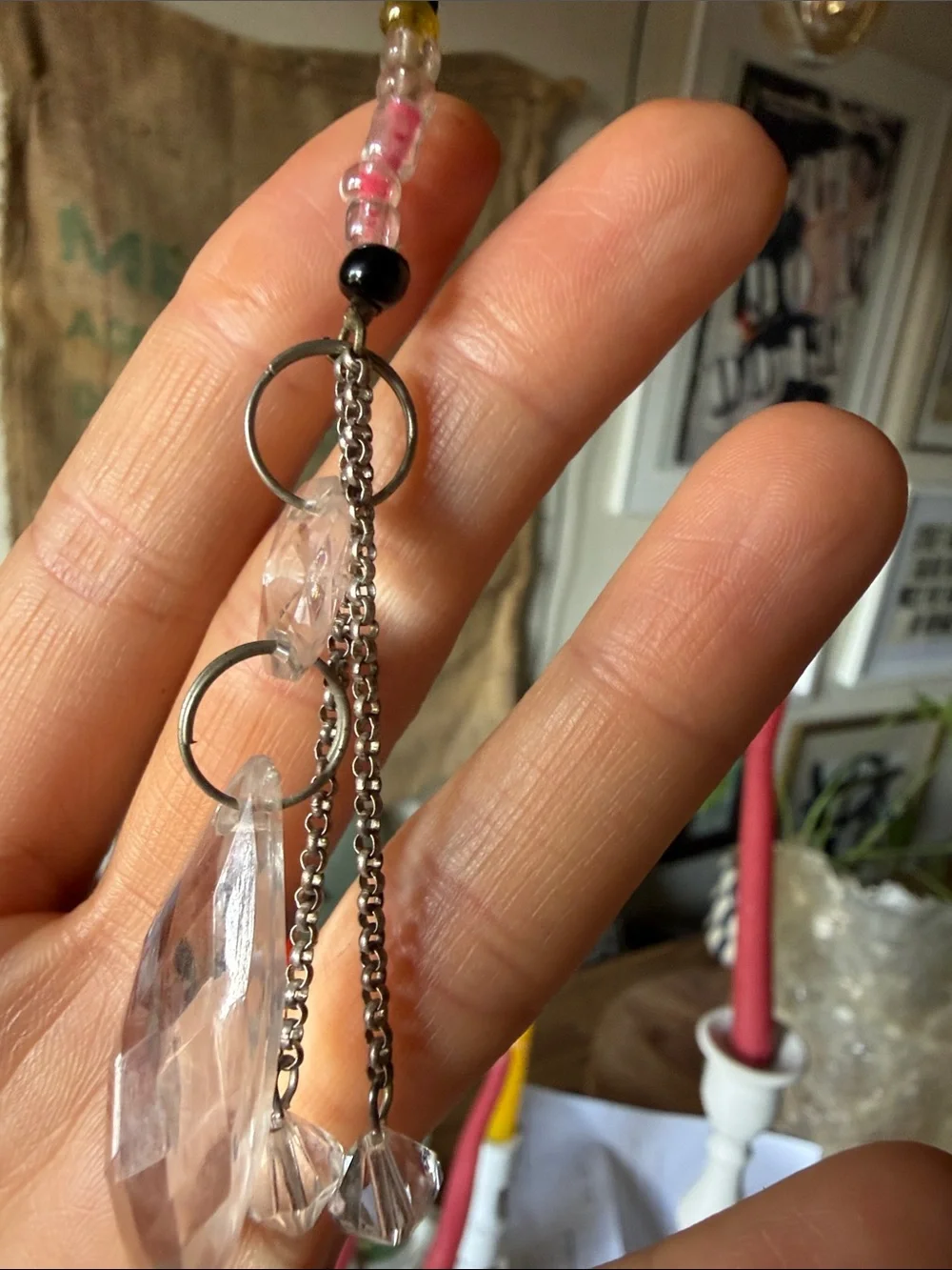 New Handmade crystal stone and Beaded Wall sun catcher Hanging - Multicolor